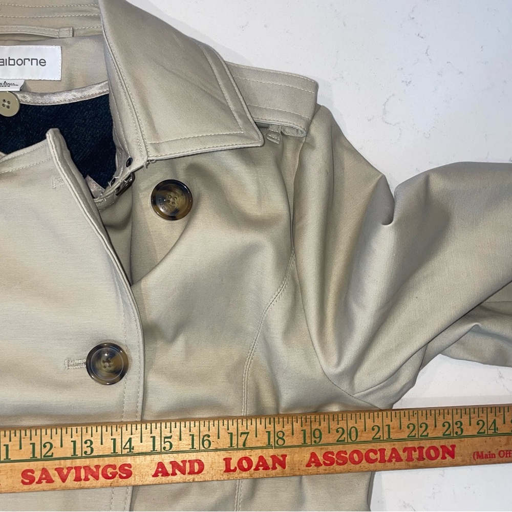 Vintage Classic Beige khaki Trench Coat Liz Claiborne Removable liner large - Picture 10 of 12